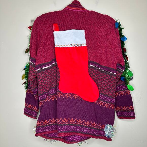 Ugly Christmas Sweater Singing Chihuahua LIGHTS UP Tinsel Party Winner Sz Medium - Picture 3 of 5